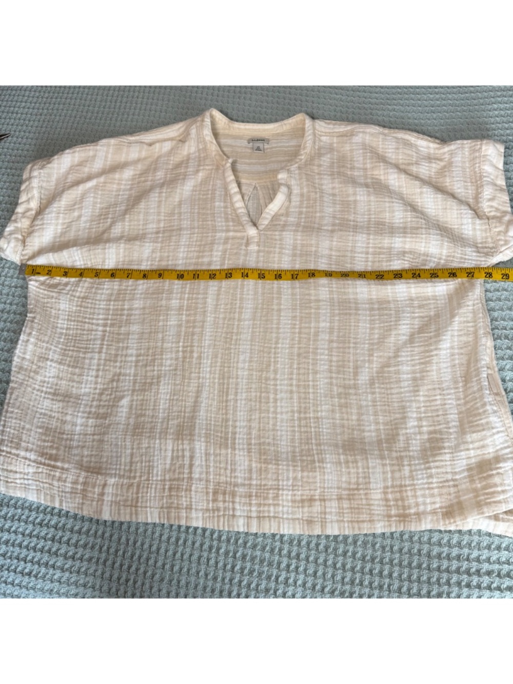 LL Bean Cloud Gauze Split Neck Shirt Womens 2X Plus Cream White Blouse Top - Picture 6 of 8